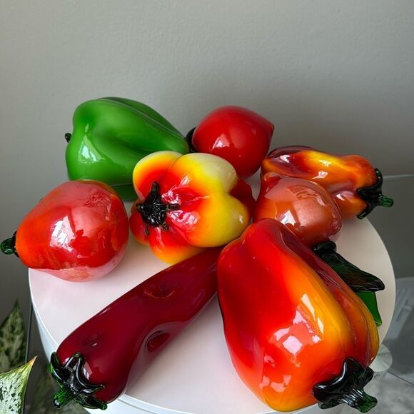 GLASS PEPPERS AND FRUITS - Picture 1 of 6
